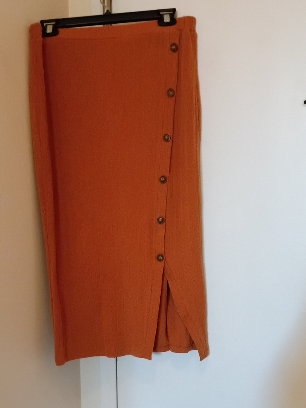 Sienna Sky Button-Front Orange Knit Pencil Skirt